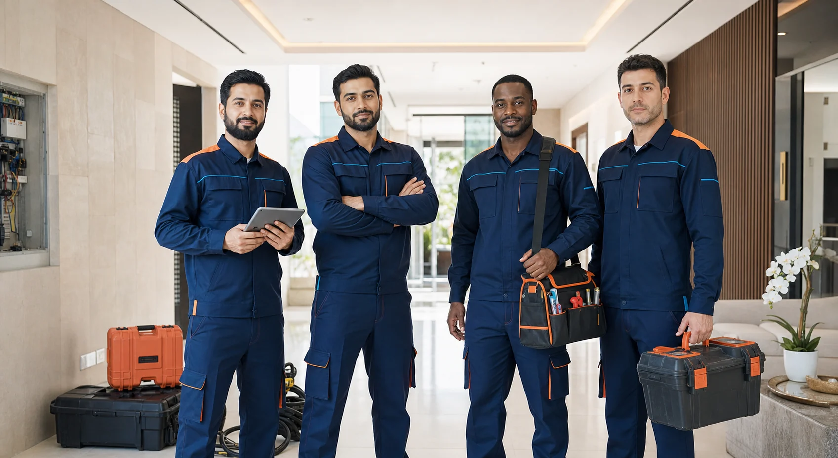 فريق شركة أفق التبريد أثناء تنفيذ خدمات الصيانة